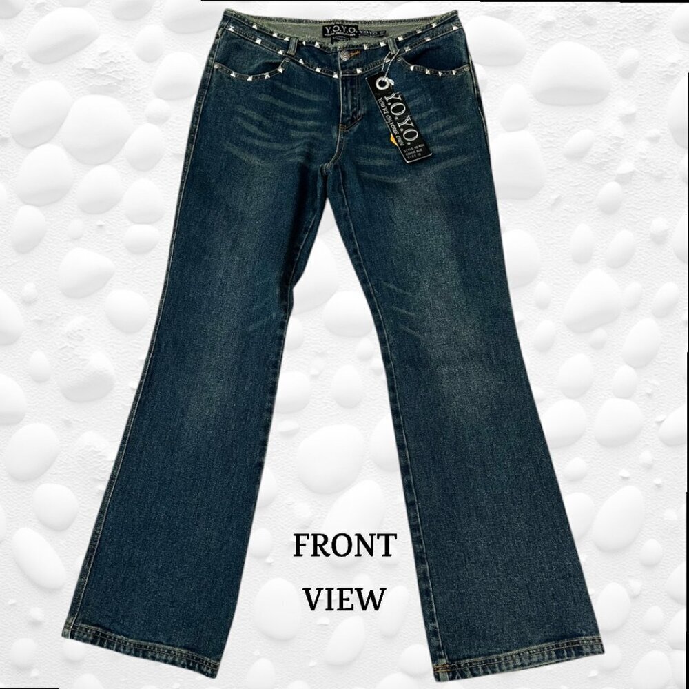 Vintage YOYO Low Waist Bootcut Studded Raw Waistband Jeans - Size 13 NWT - Picture 4 of 7